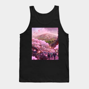 Mount Fuji cherry blossom Tank Top